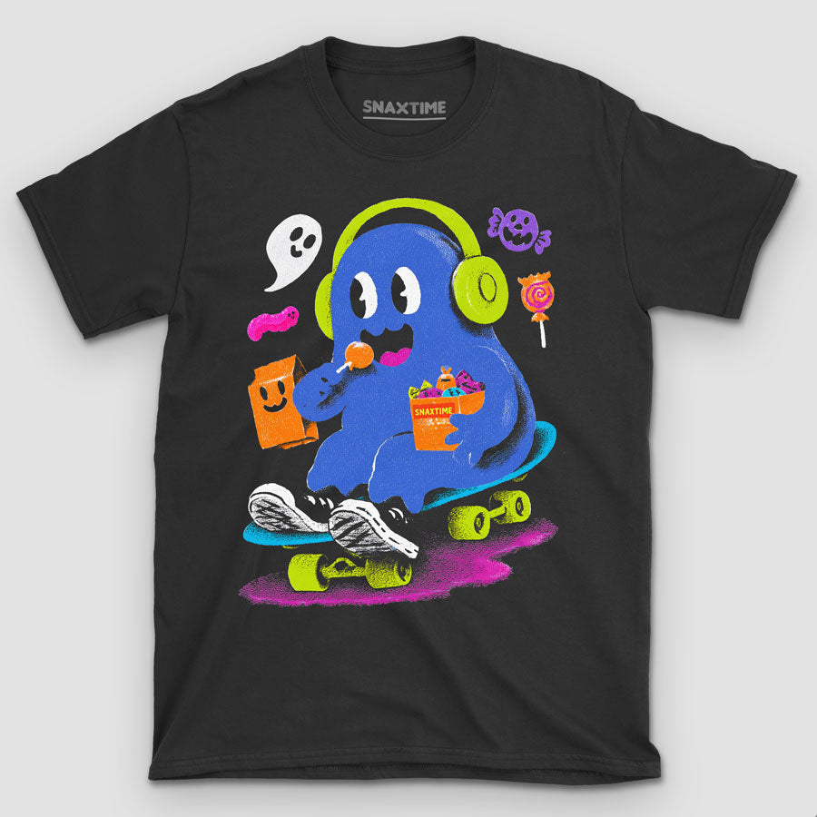 Skater Boo Candy Ghost Halloween Unisex Graphic T-Shirt