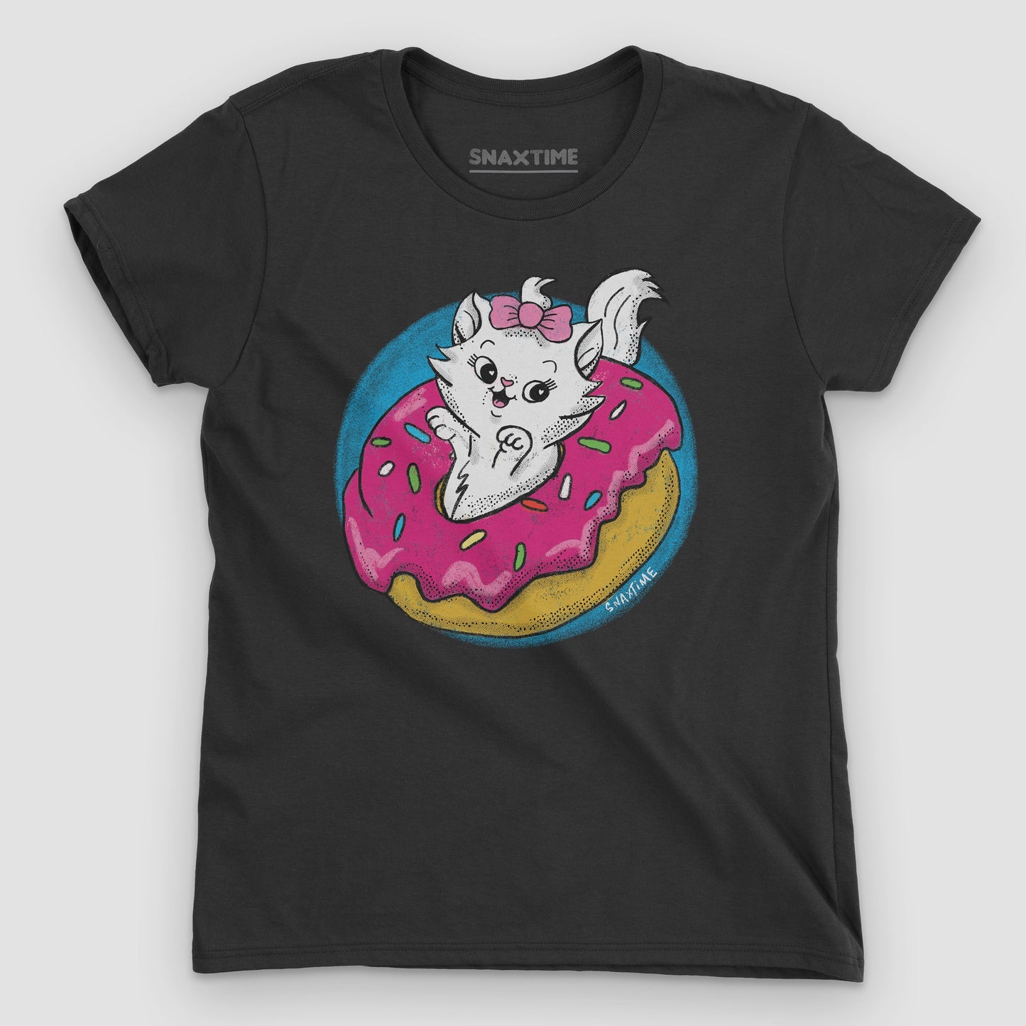 Black Donut Kitty Women's Graphic T-Shirt by Snaxtime