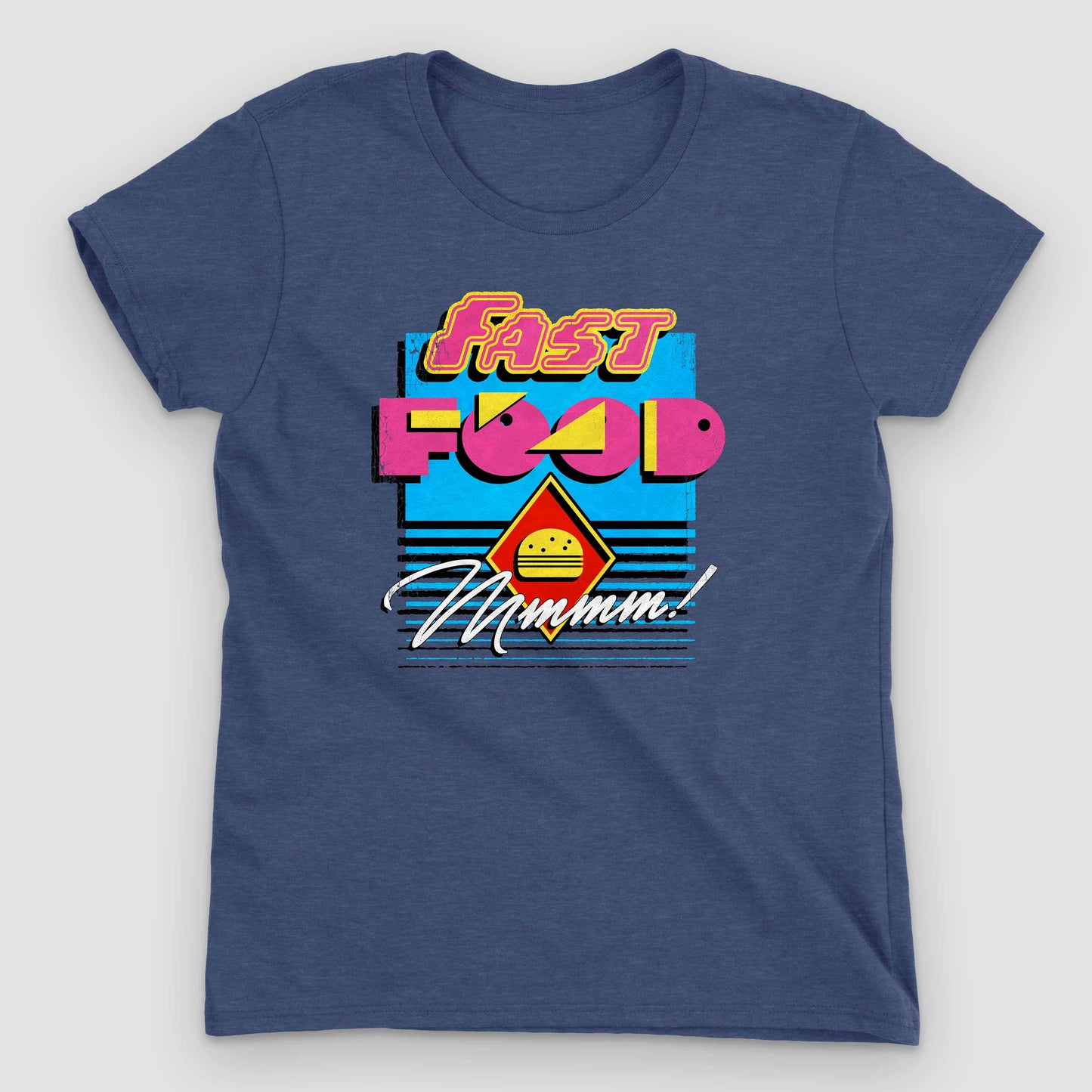 Heather Blue 90s Fast Food Women's Graphic T-Shirt by Snaxtime