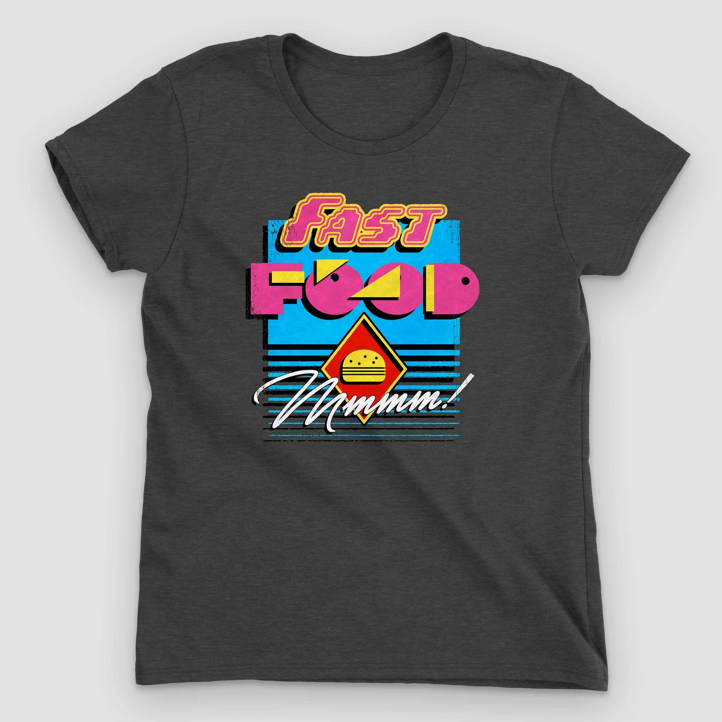 Heather Dark Grey 90s Fast Food Women's Graphic T-Shirt by Snaxtime