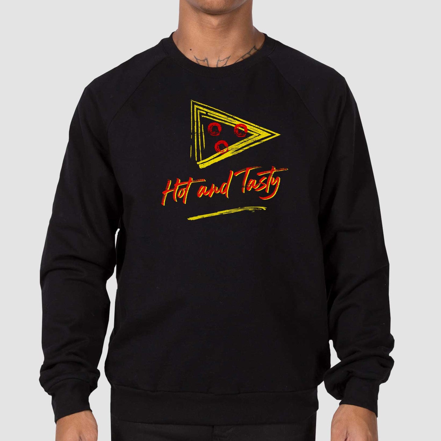 Hot & Tasty Unisex California Fleece Raglan Sweatshirt - Black by Snaxtime