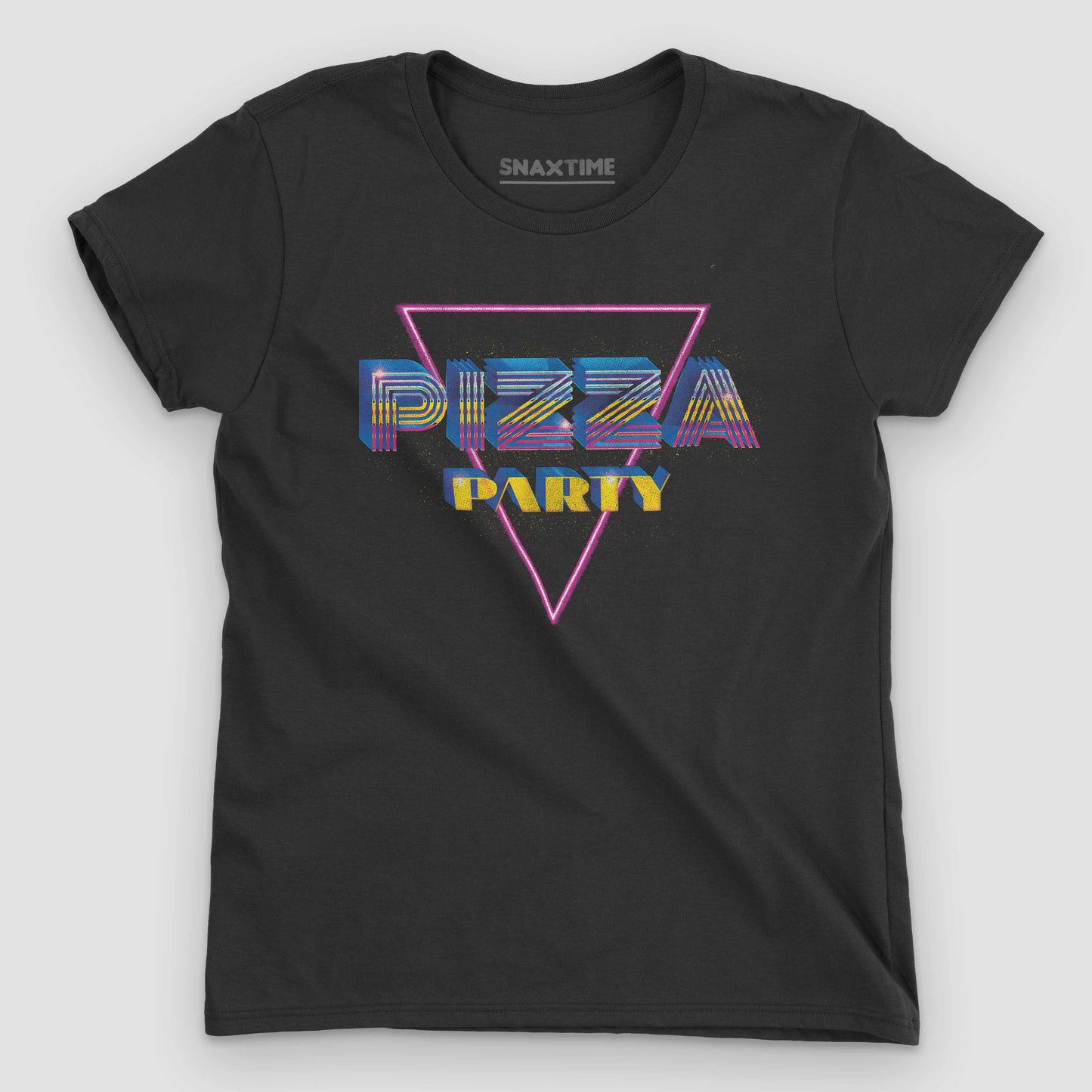 Black Pizza Party Women's Graphic T-Shirt by Snaxtime