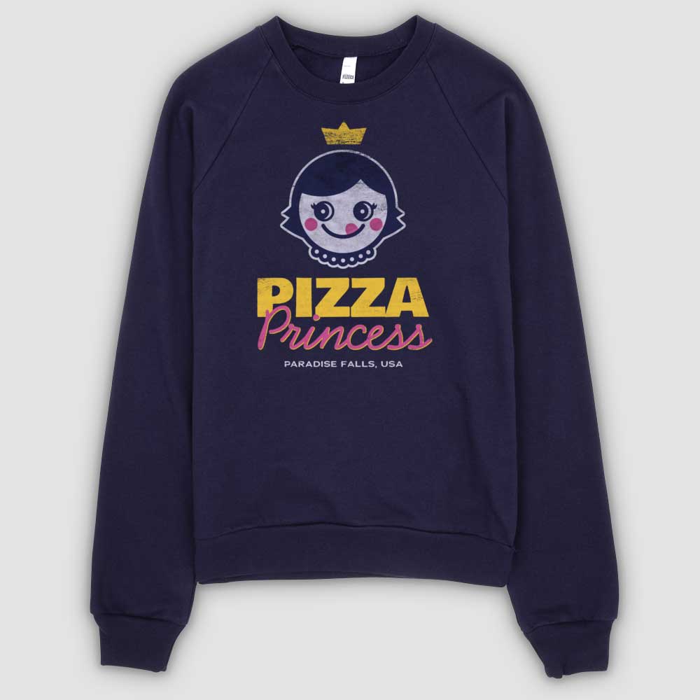 Pizza Princess Unisex California Fleece Raglan Sweatshirt - Navy by Snaxtime