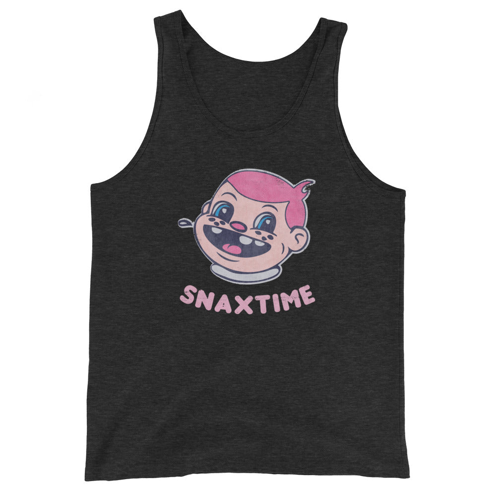 Charcoal-black Triblend Snaxtime Original Unisex Premium Tri Blend Tank Top by Snaxtime