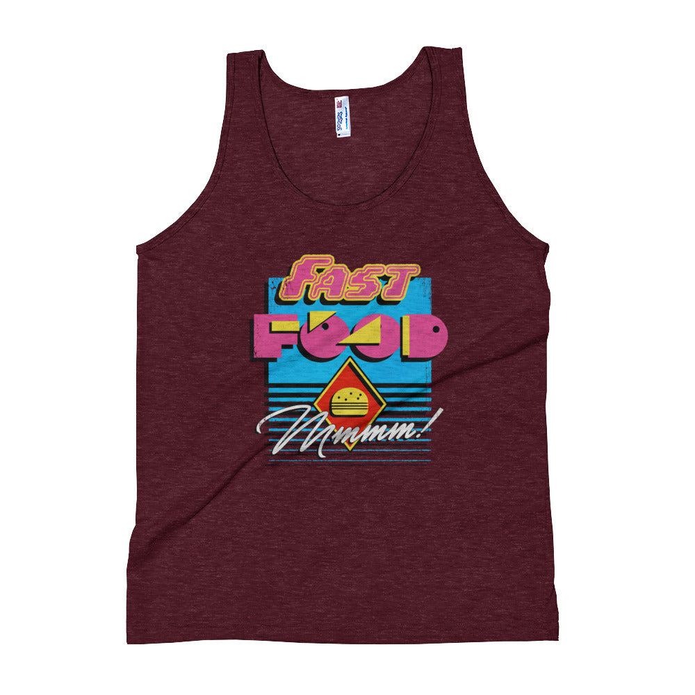 Tri-Cranberry 90s Fast Food Unisex Premium Tri Blend Tank Top by Snaxtime