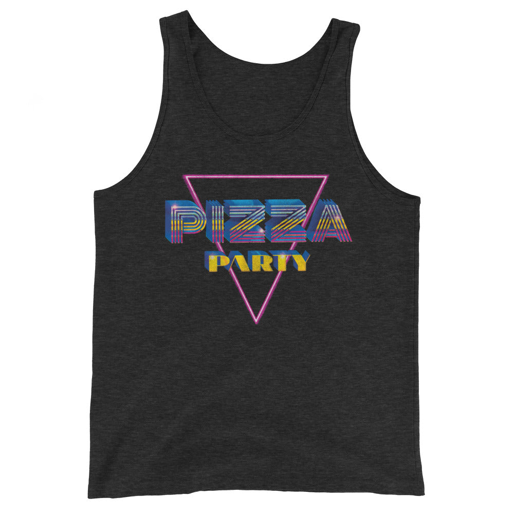 Charcoal-black Triblend Pizza Party Unisex Premium Tri Blend Tank Top by Snaxtime
