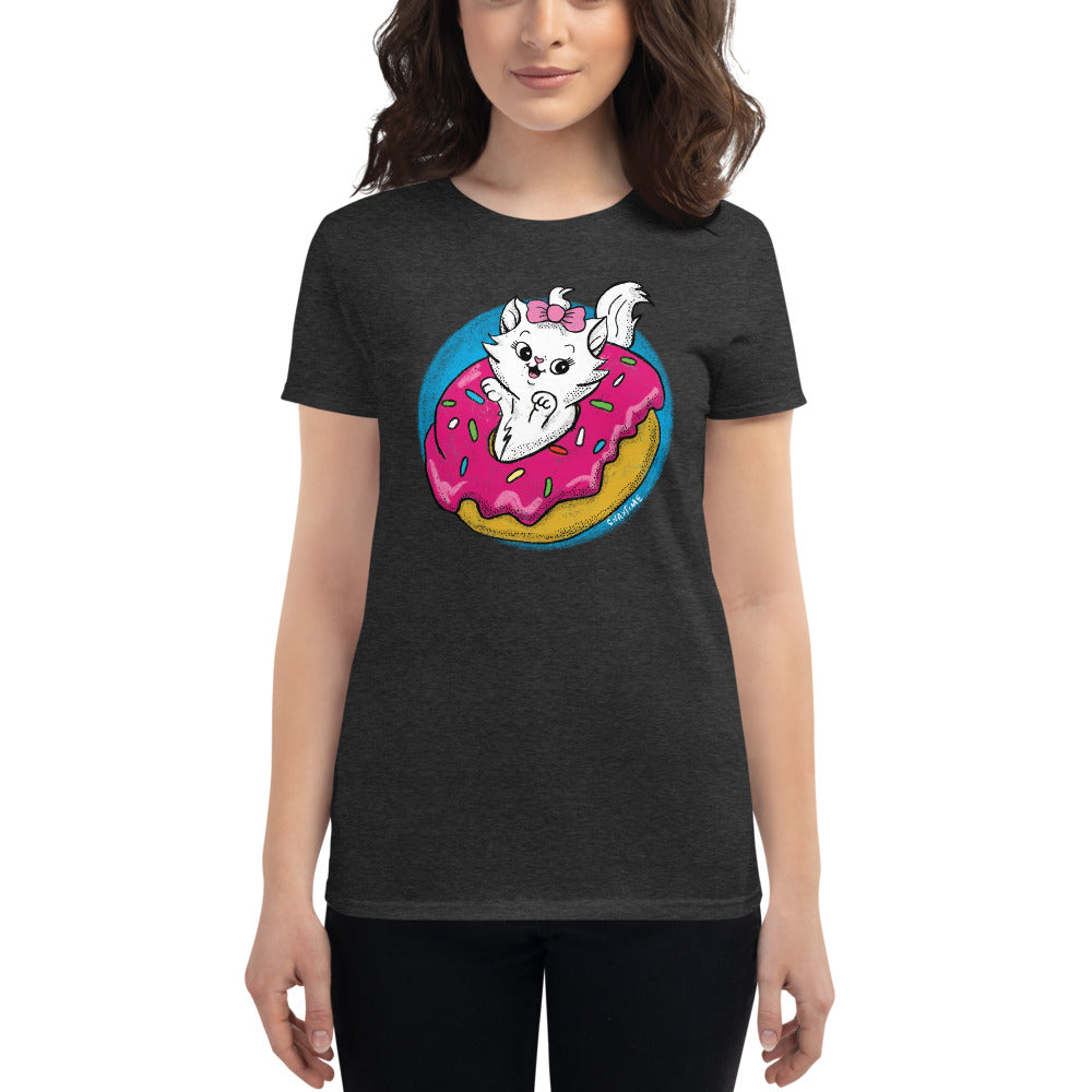 Hot Pink Donut Kitty Women's Graphic T-Shirt by Snaxtime