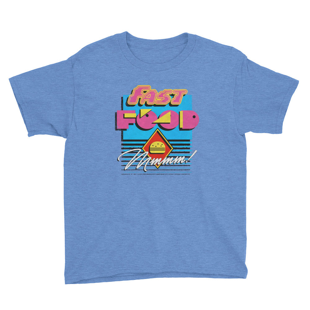 Heather Royal 90s Fast Food Youth Short Sleeve T-Shirt by Snaxtime