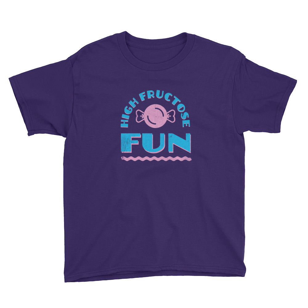 Purple High Fructose Fun Youth Short Sleeve T-Shirt by Snaxtime
