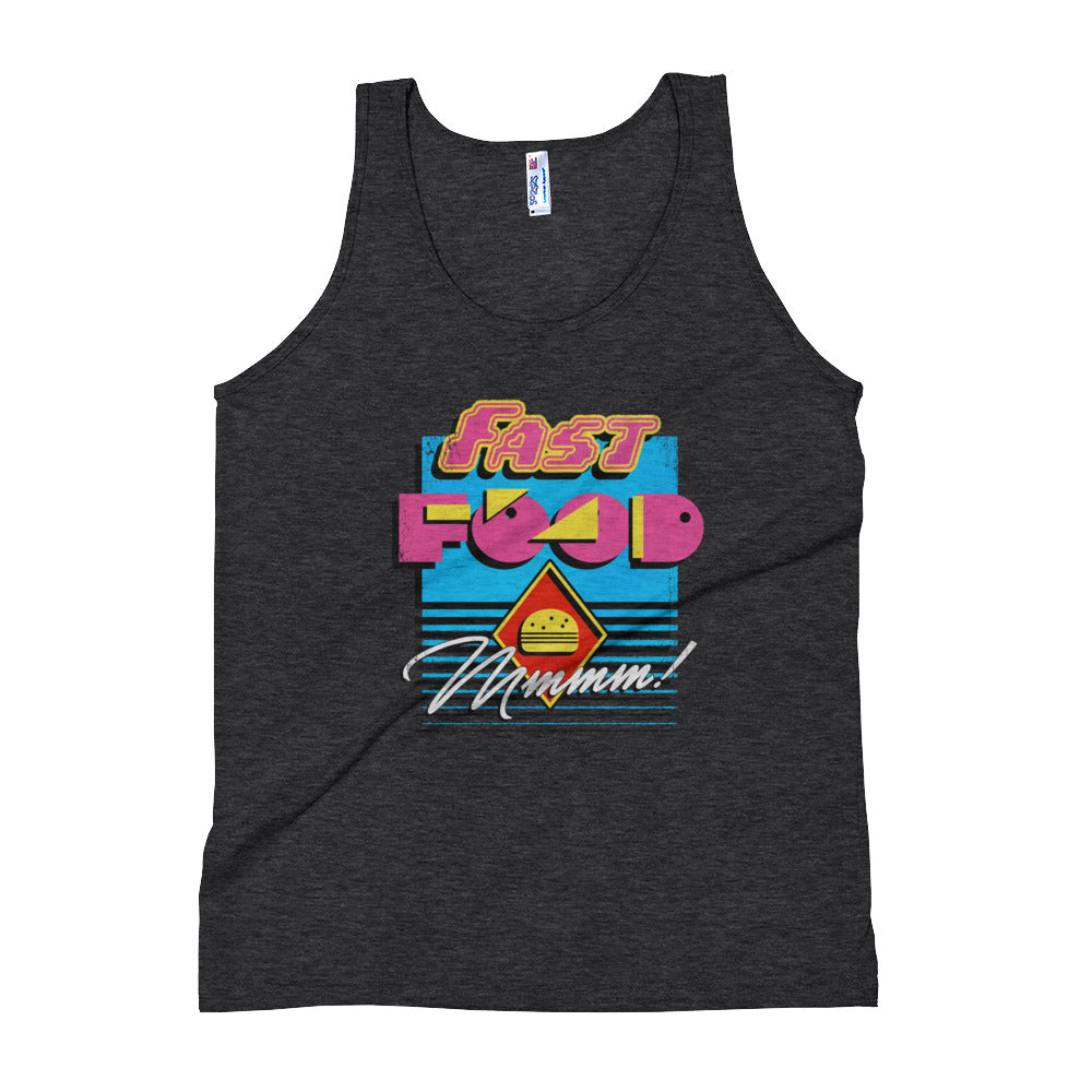 Tri-Black 90s Fast Food Unisex Premium Tri Blend Tank Top by Snaxtime