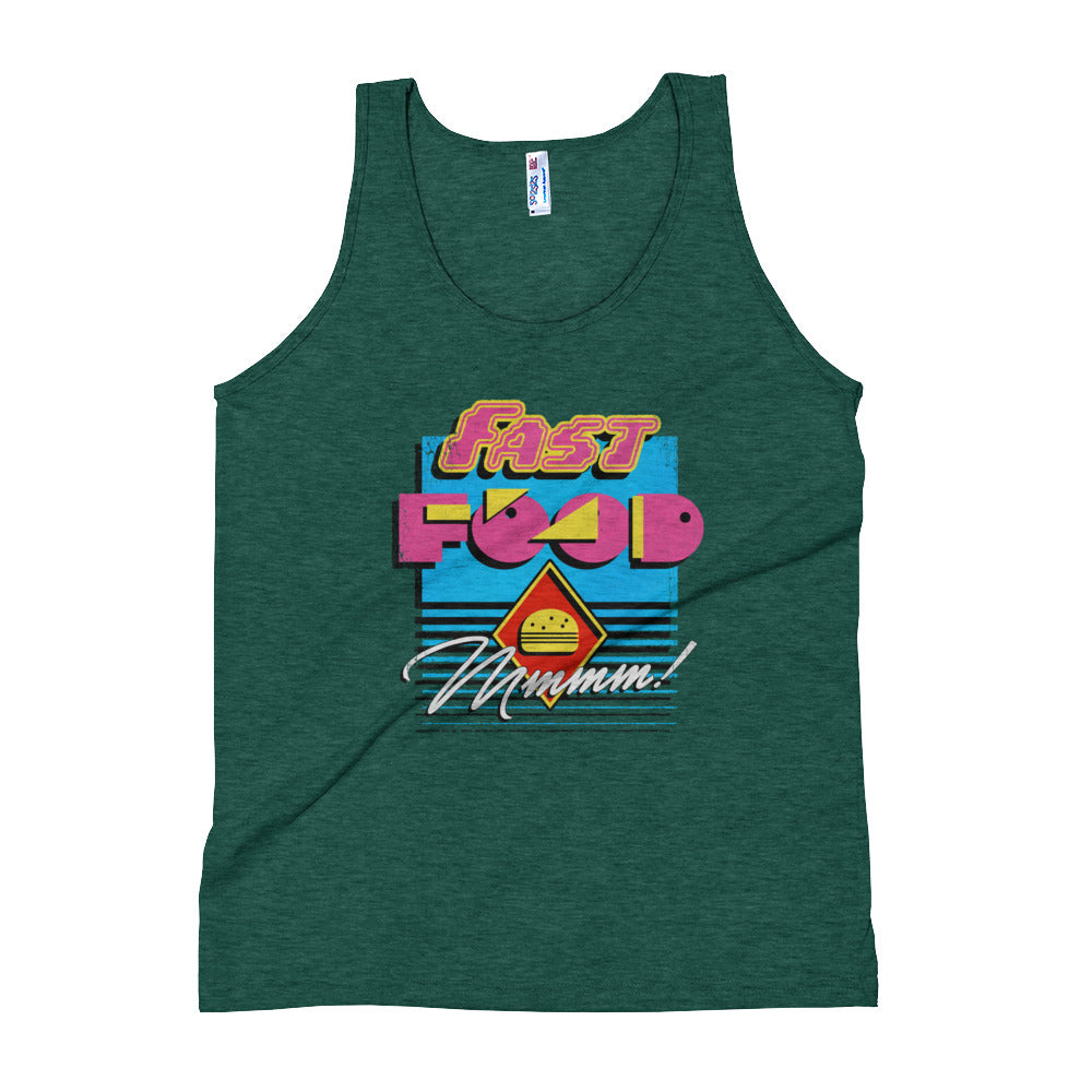 Tri-Evergreen 90s Fast Food Unisex Premium Tri Blend Tank Top by Snaxtime