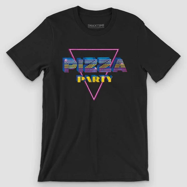 "Pizza Party" 80s Neon Chrome Graphic T-Shirt