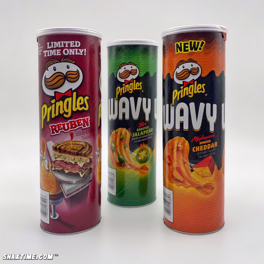 Pringles Reuben, Applewood Smoked Cheddar & Fire Roasted Jalapeño: CRUNCHY NEW CHIPS!