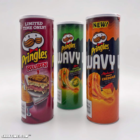 Pringles Reuben, Applewood Smoked Cheddar & Fire Roasted Jalapeño: CRUNCHY NEW CHIPS!