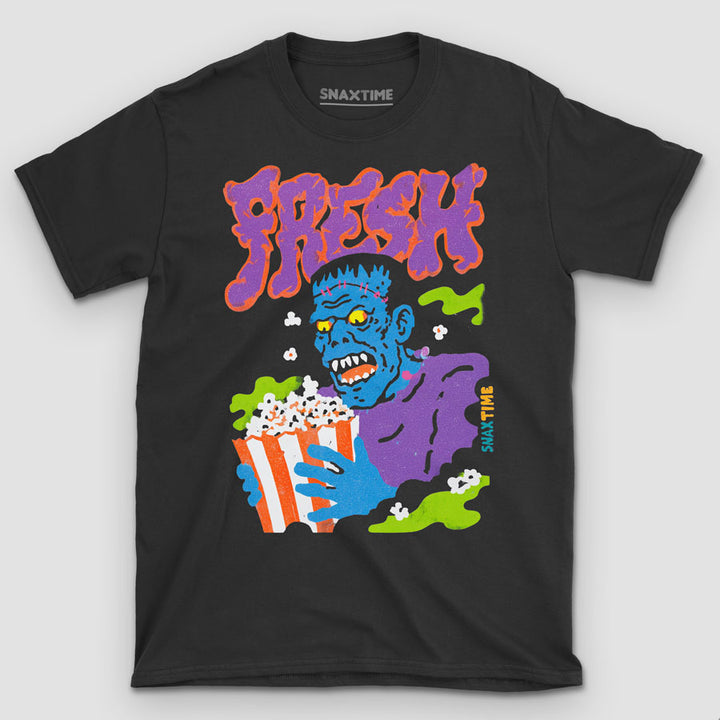 FrankenFresh Frankenstein Popcorn Neon Halloween Graphic T-Shirt