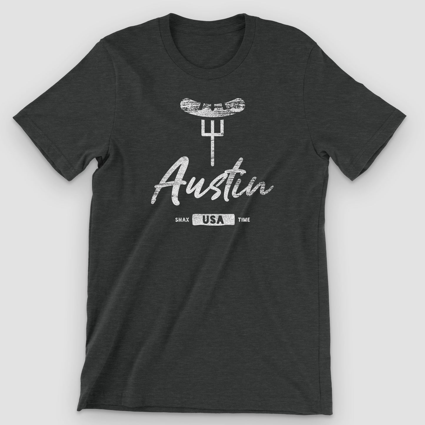 Black Heather Austin Texas BBQ Graphic T-Shirt by Snaxtime