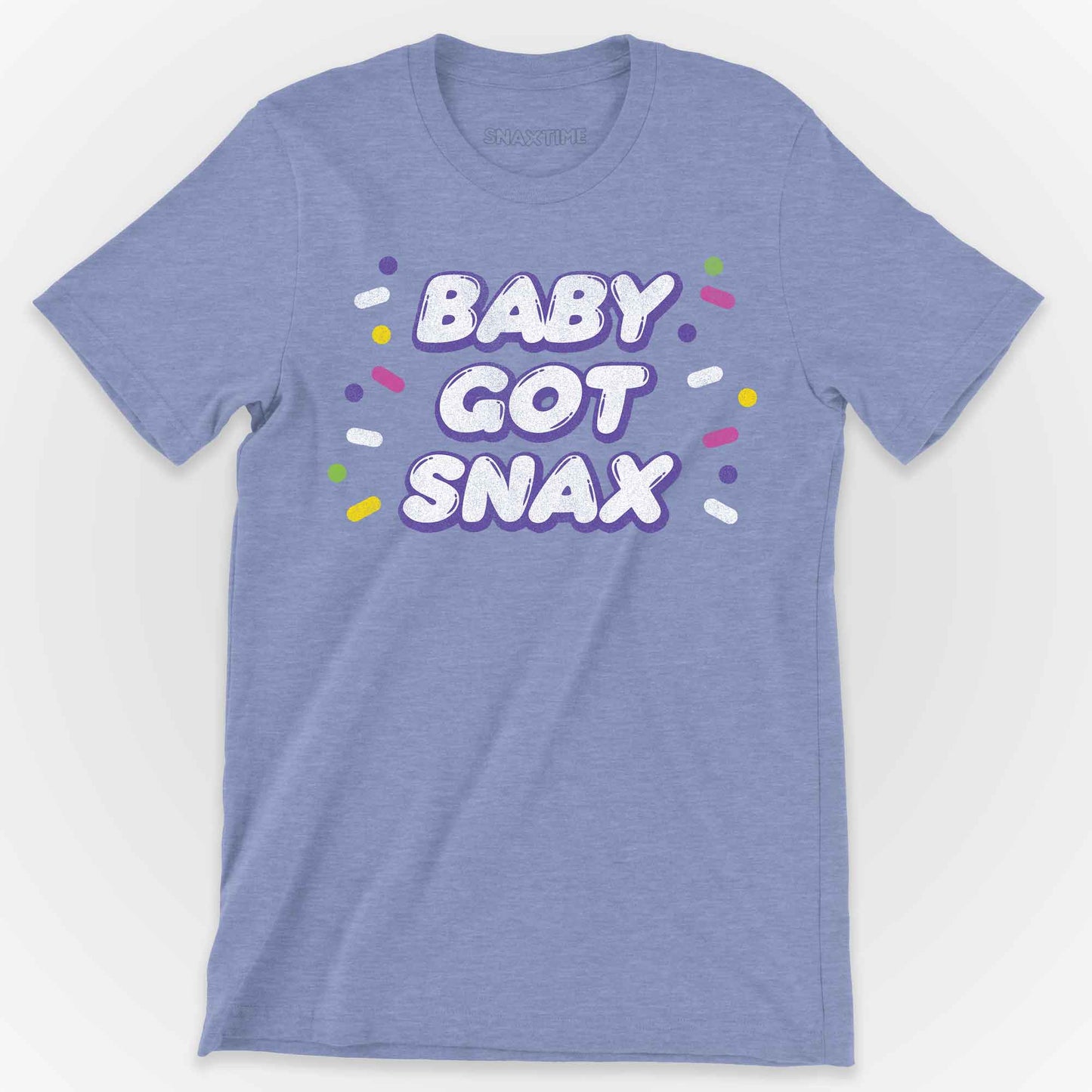 Heather Blue Baby Got Snax Retro Rap Candy Graphic T-Shirt by Snaxtime