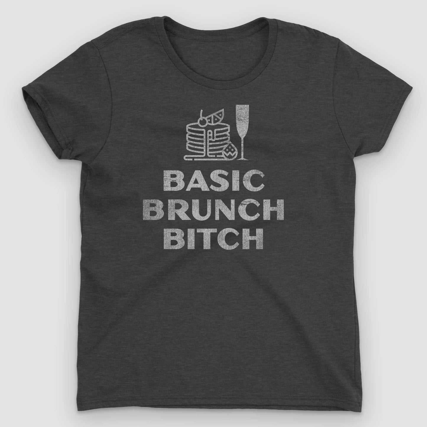 Heather Dark Grey Basic Brunch Bitch Women's Graphic T-Shirt by Snaxtime