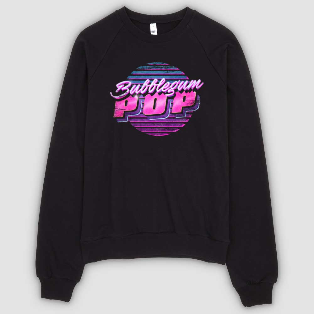  Bubblegum Pop Unisex California Fleece Raglan Sweatshirt - Black by Snaxtime