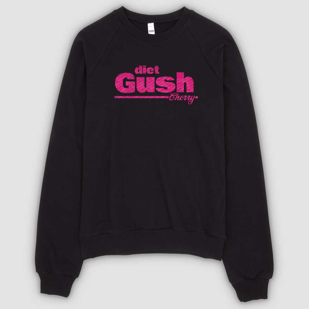 Black Diet Cherry Gush Soda Unisex California Fleece Raglan Sweatshirt by Snaxtime
