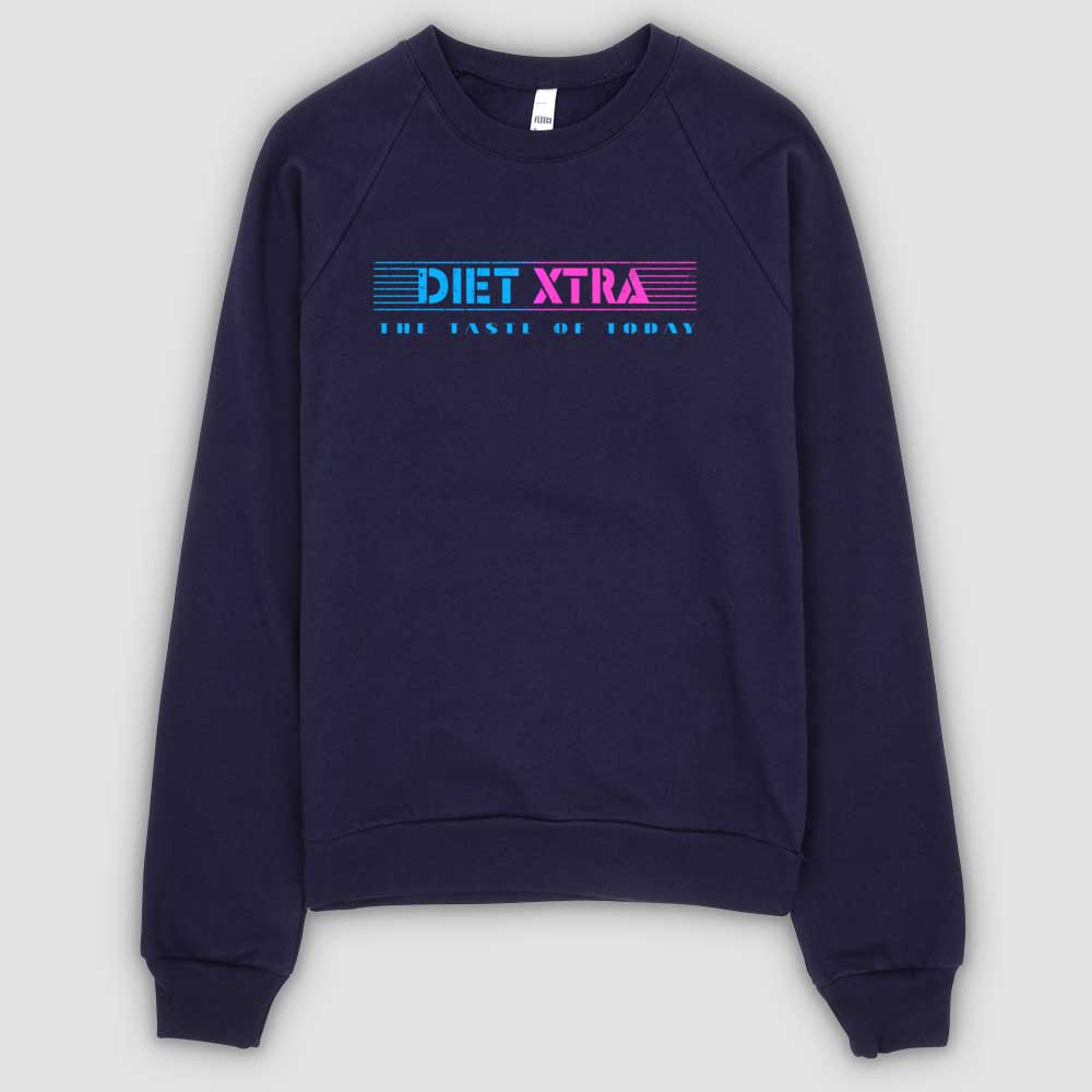 Navy Diet Xtra Soda Unisex California Fleece Raglan Sweatshirt by Snaxtime