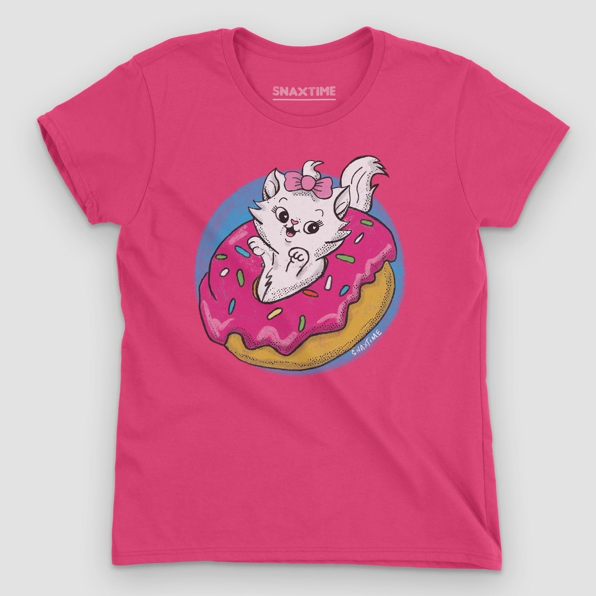 Hot Pink Donut Kitty Women's Graphic T-Shirt by Snaxtime