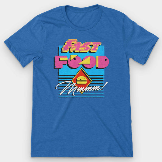 Heather True Royal 90s Fast Food Graphic T-Shirt by Snaxtime