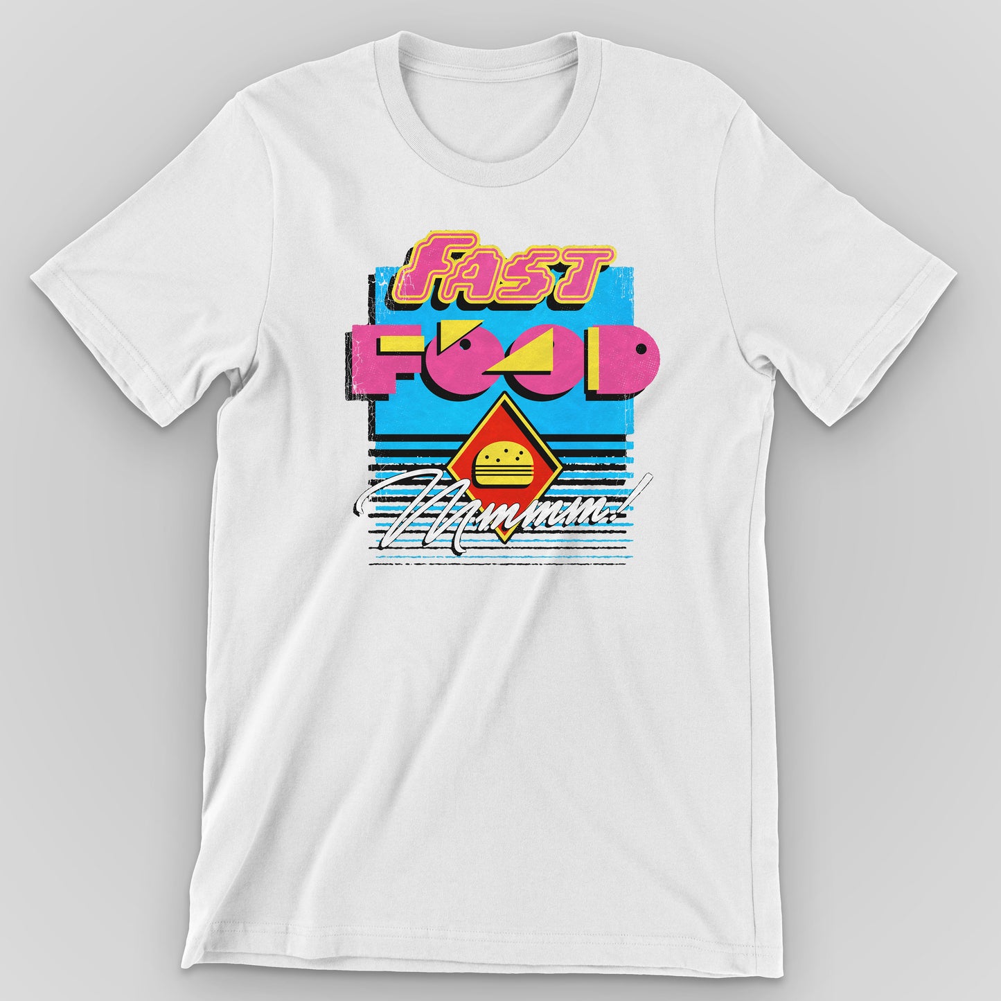 White 90s Fast Food Graphic T-Shirt by Snaxtime
