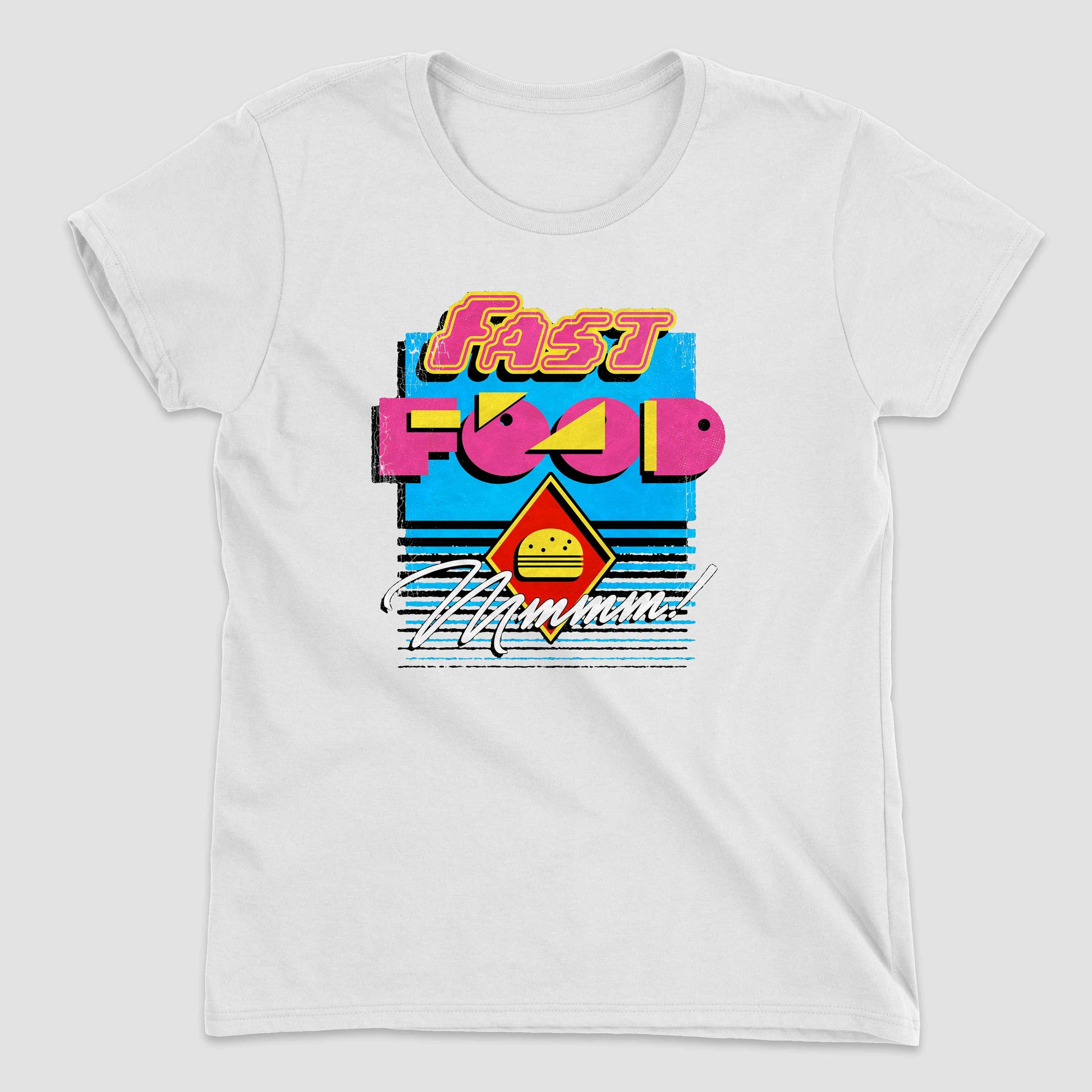 White 90s Fast Food Women's Graphic T-Shirt by Snaxtime