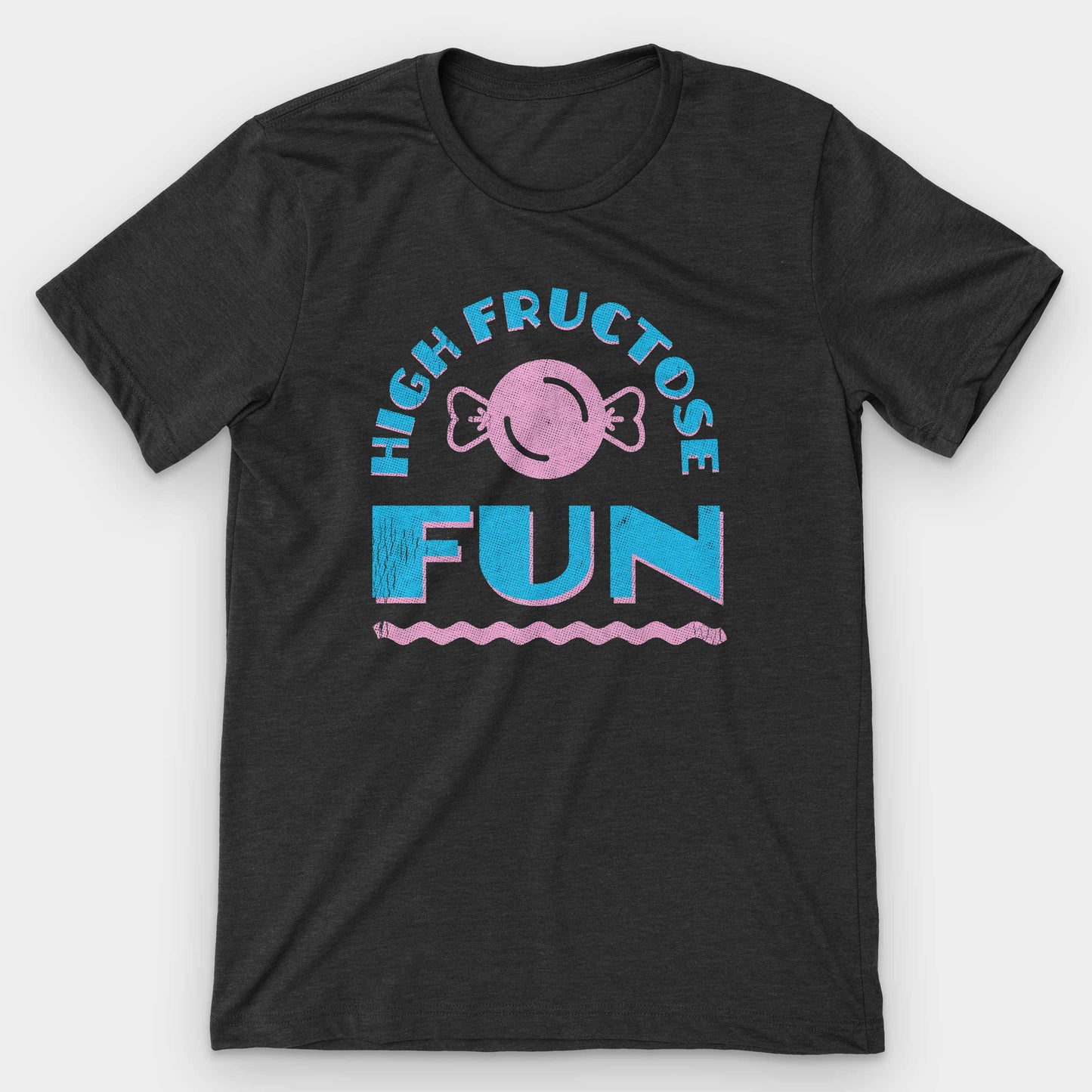 Black Heather High Fructose Fun Graphic T-Shirt by Snaxtime