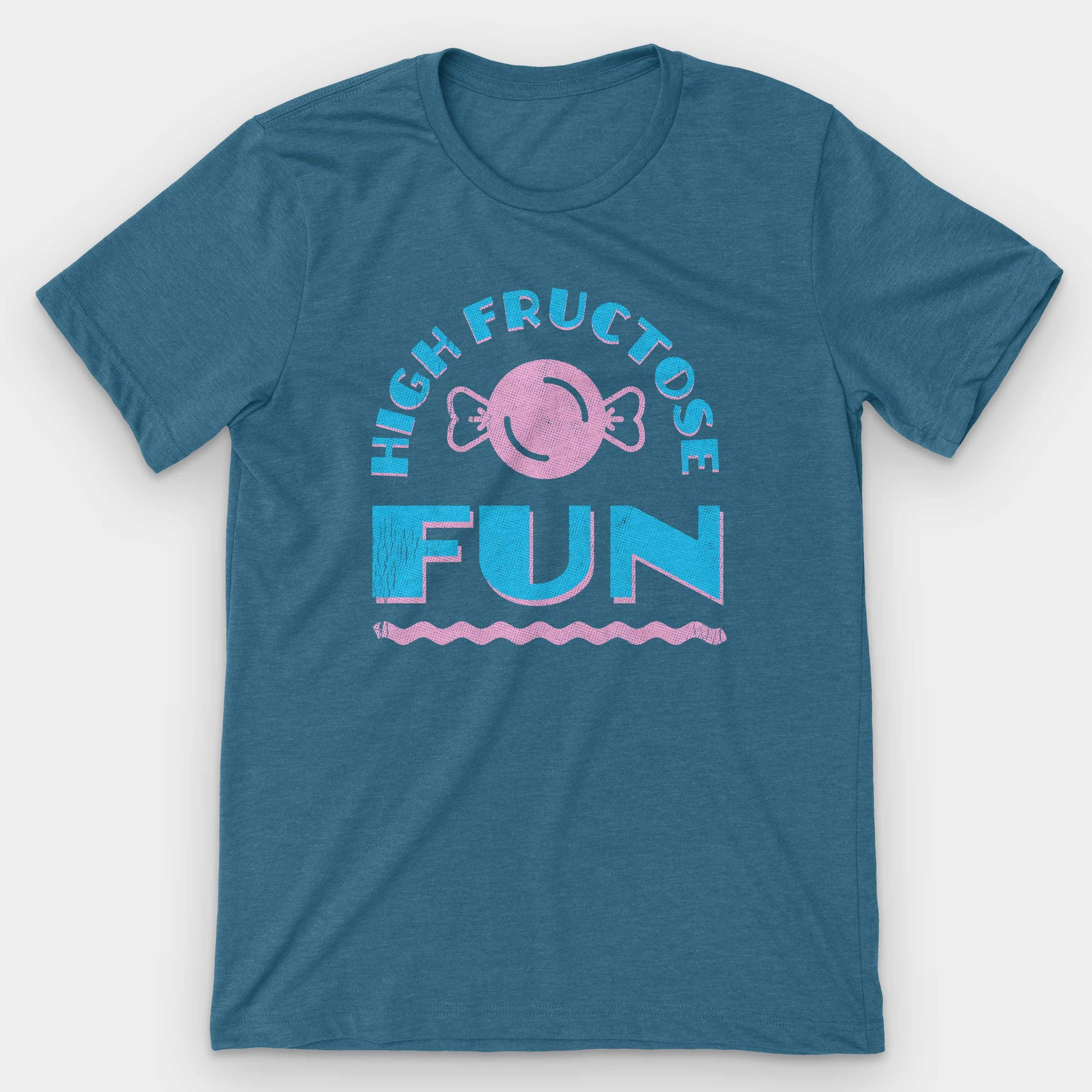 Heather Deep Teal High Fructose Fun Graphic T-Shirt by Snaxtime