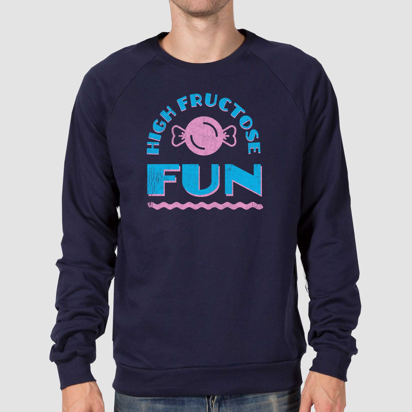 Black High Fructose Fun Unisex California Fleece Raglan Sweatshirt by Snaxtime