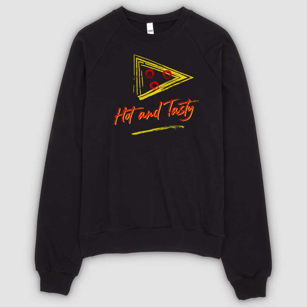  Hot & Tasty Unisex California Fleece Raglan Sweatshirt - Black by Snaxtime