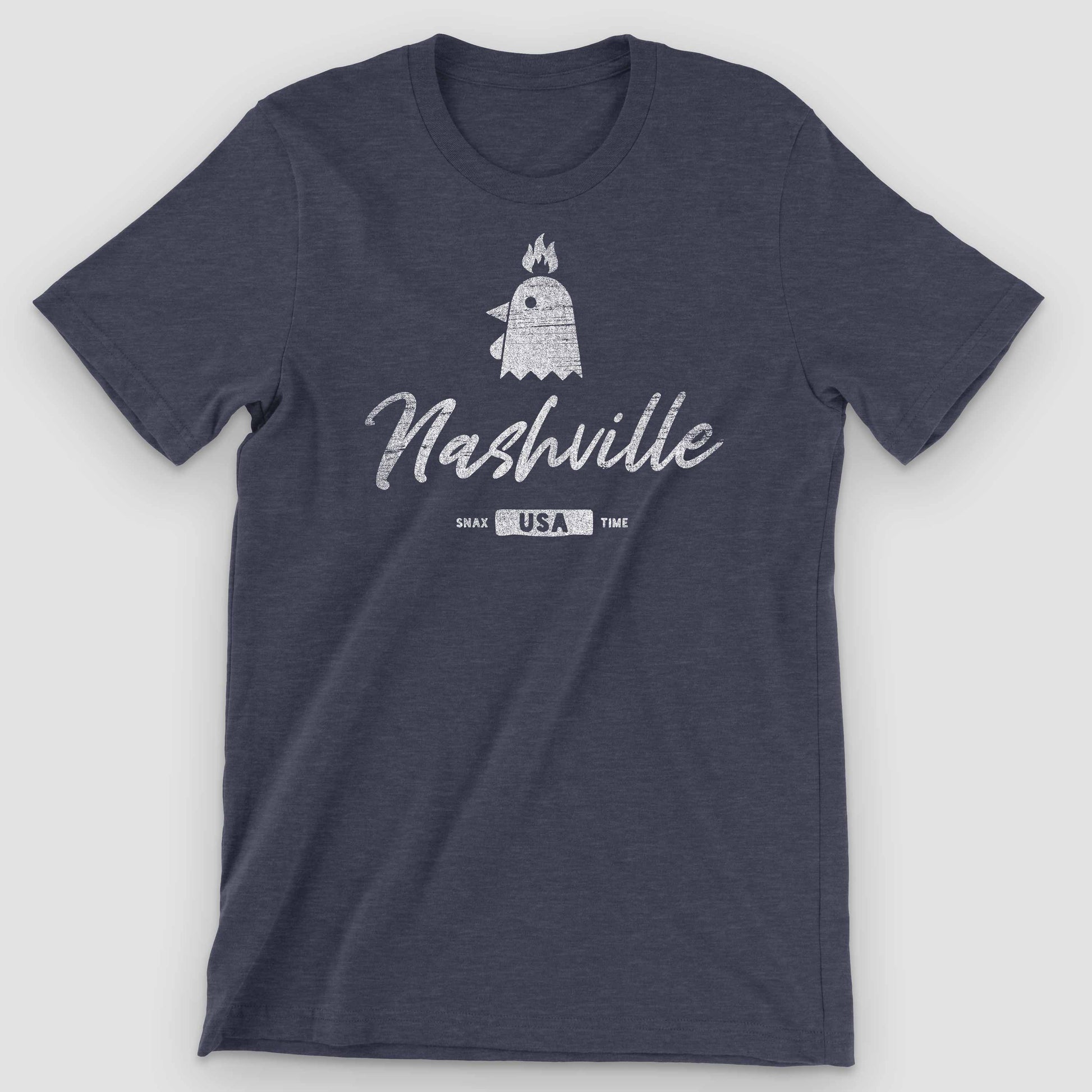 Heather Midnight Navy Nashville Hot Chicken Graphic T-Shirt by Snaxtime