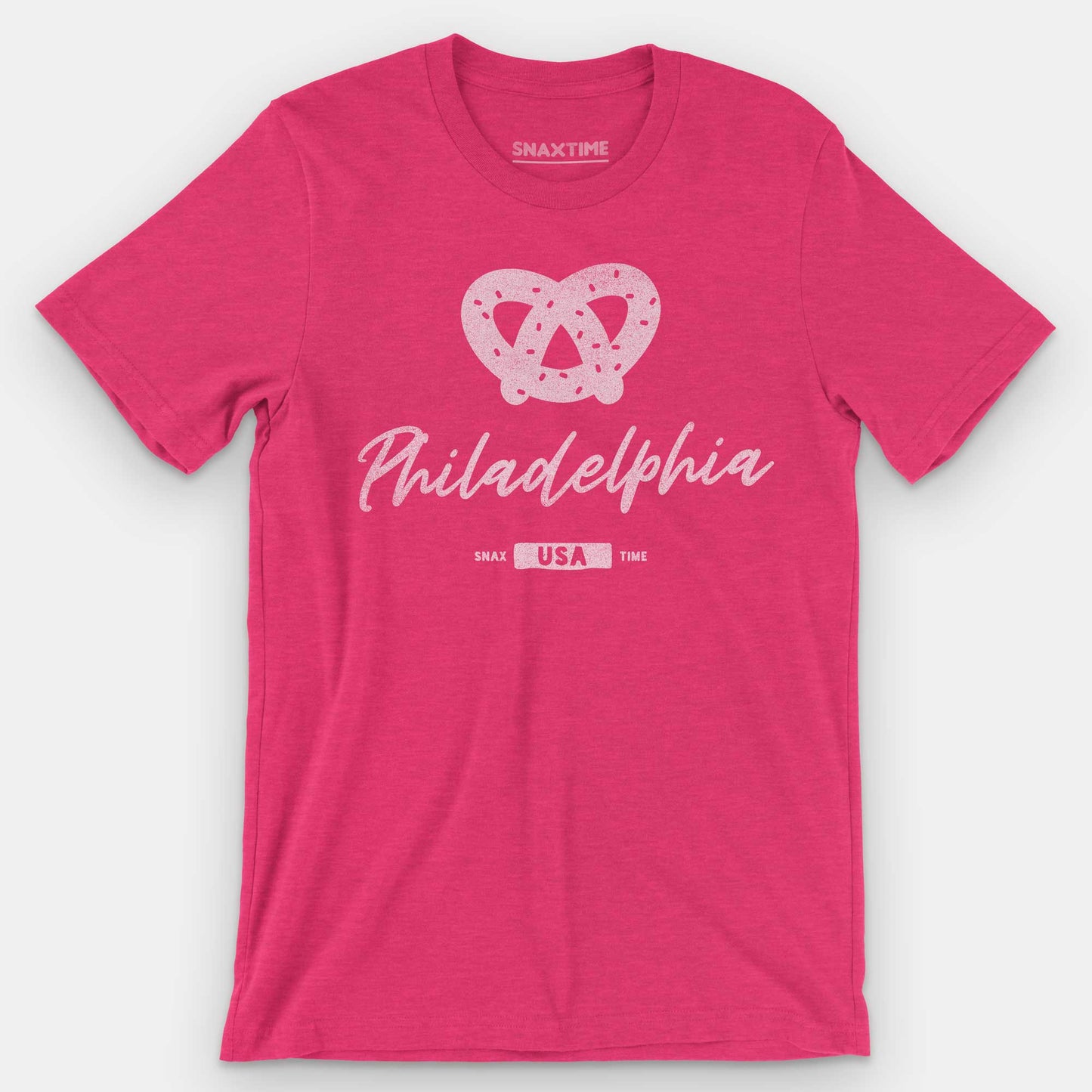 Heather Raspberry Philadelphia Soft Pretzel Graphic T-Shirt by Snaxtime