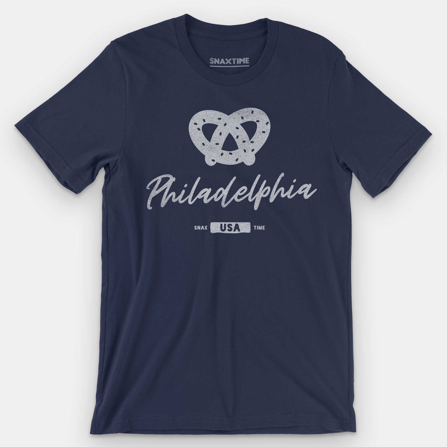 Navy Philadelphia Soft Pretzel Graphic T-Shirt by Snaxtime