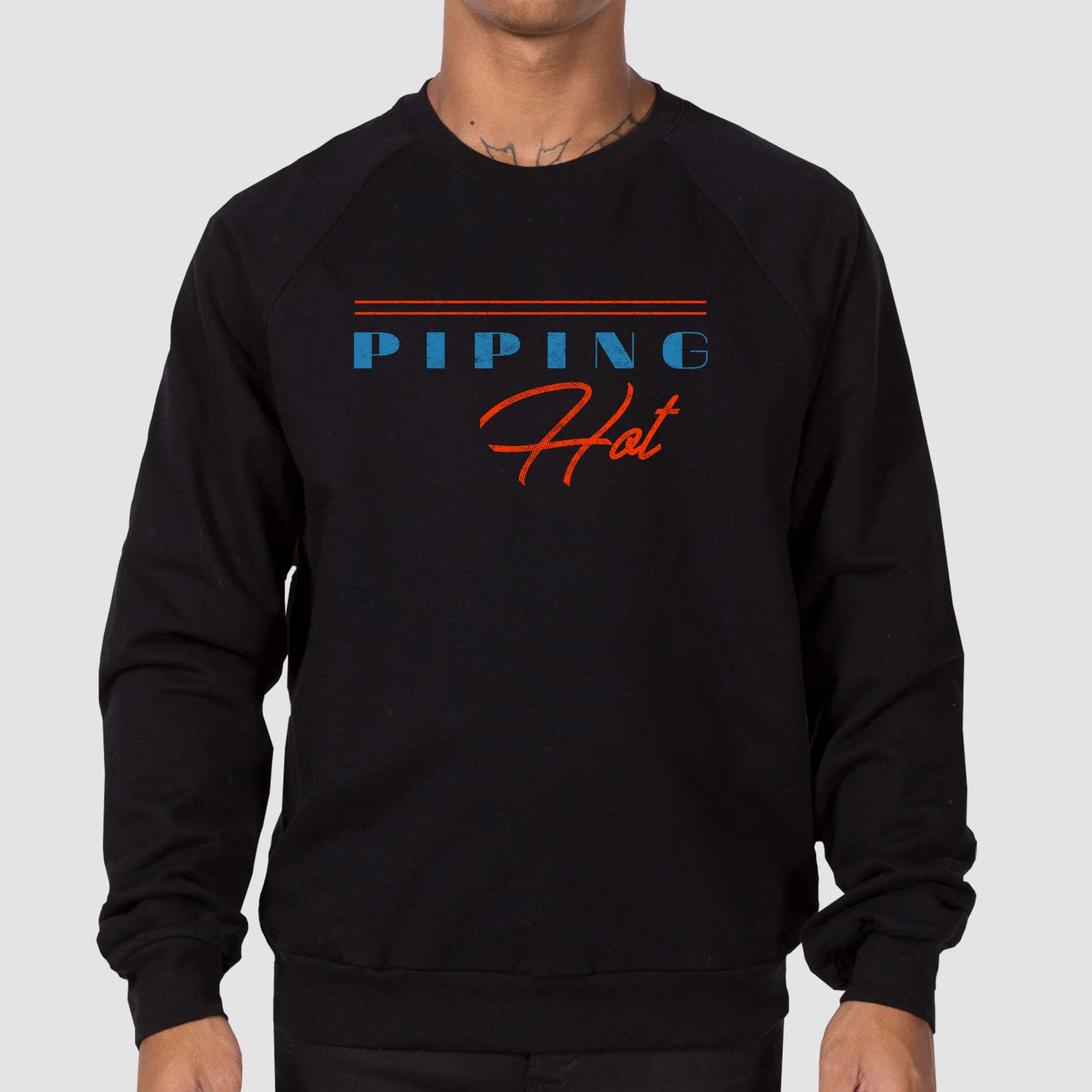 Black Piping Hot Unisex California Fleece Raglan Sweatshirt by Snaxtime
