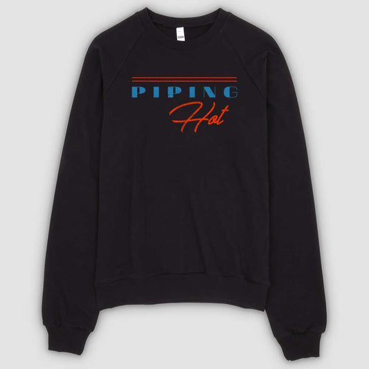 Black Piping Hot Unisex California Fleece Raglan Sweatshirt by Snaxtime