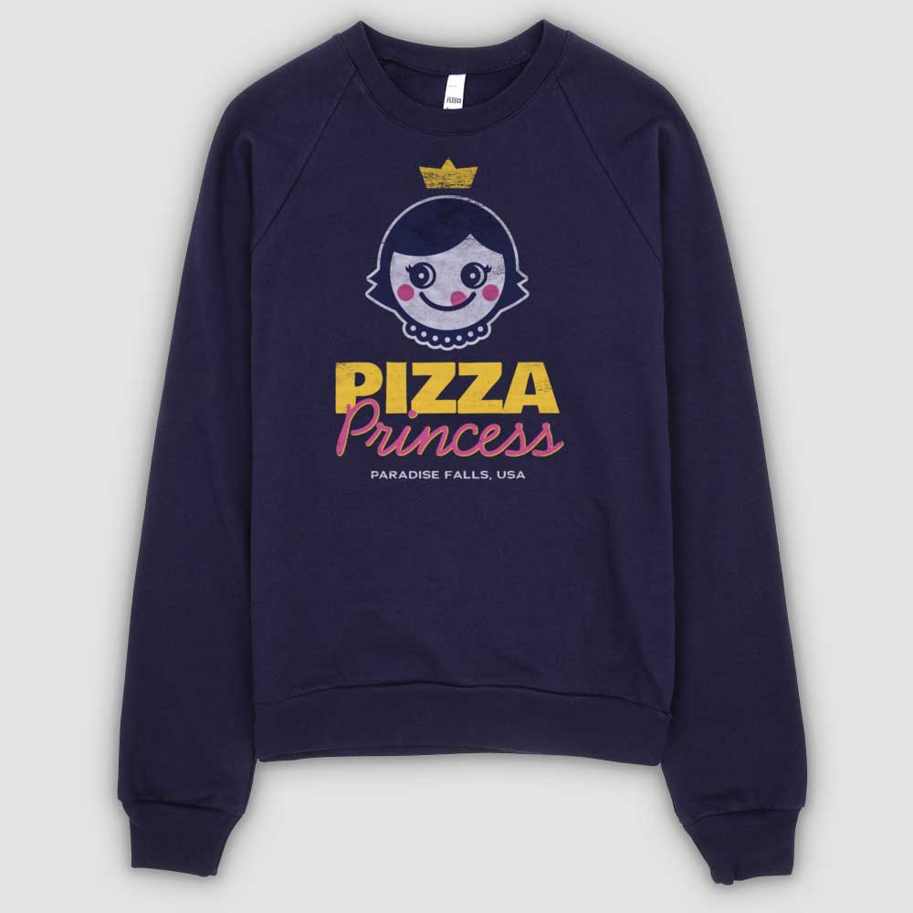  Pizza Princess Unisex California Fleece Raglan Sweatshirt - Navy by Snaxtime