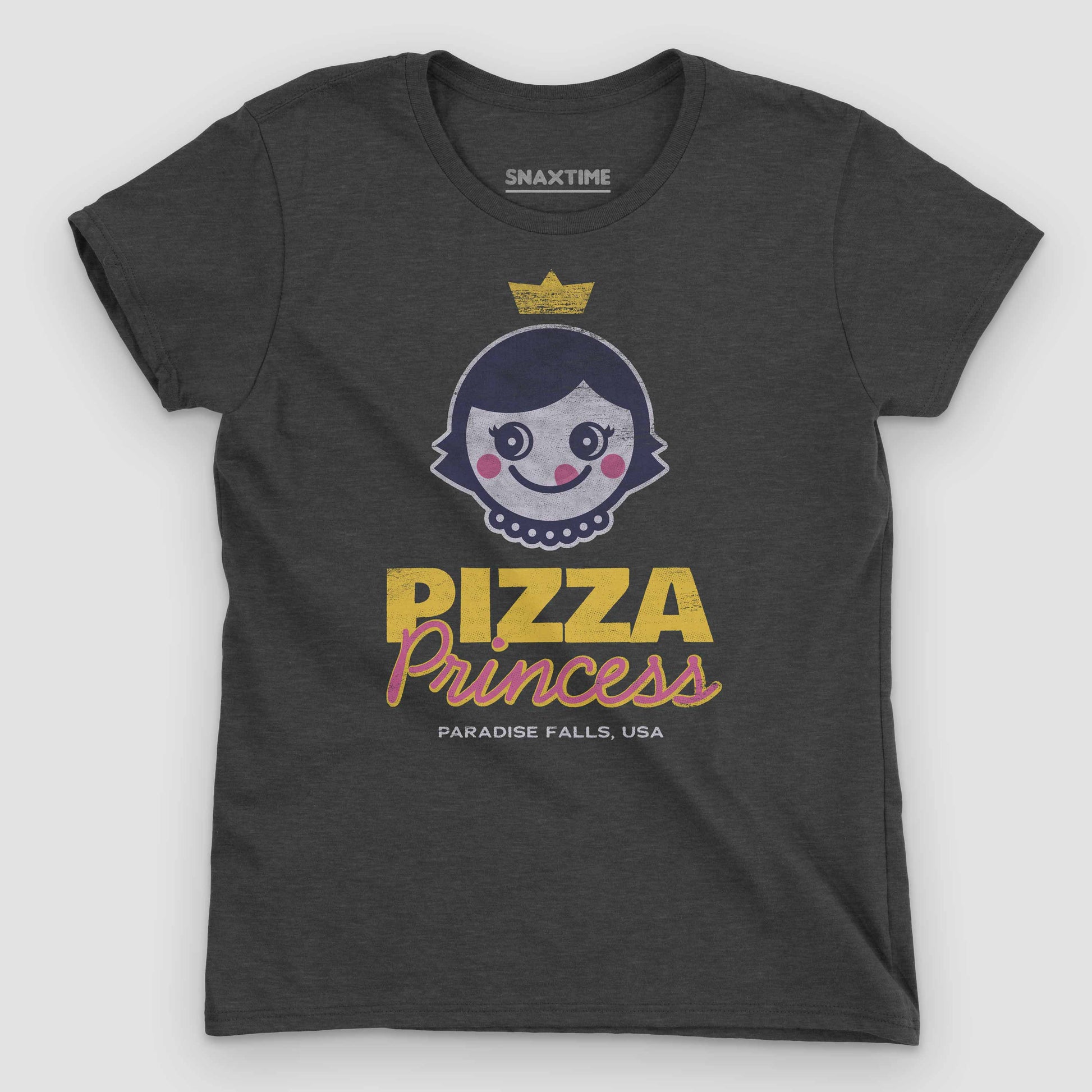 Heather Dark Grey Pizza Princess Women's Graphic T-Shirt by Snaxtime