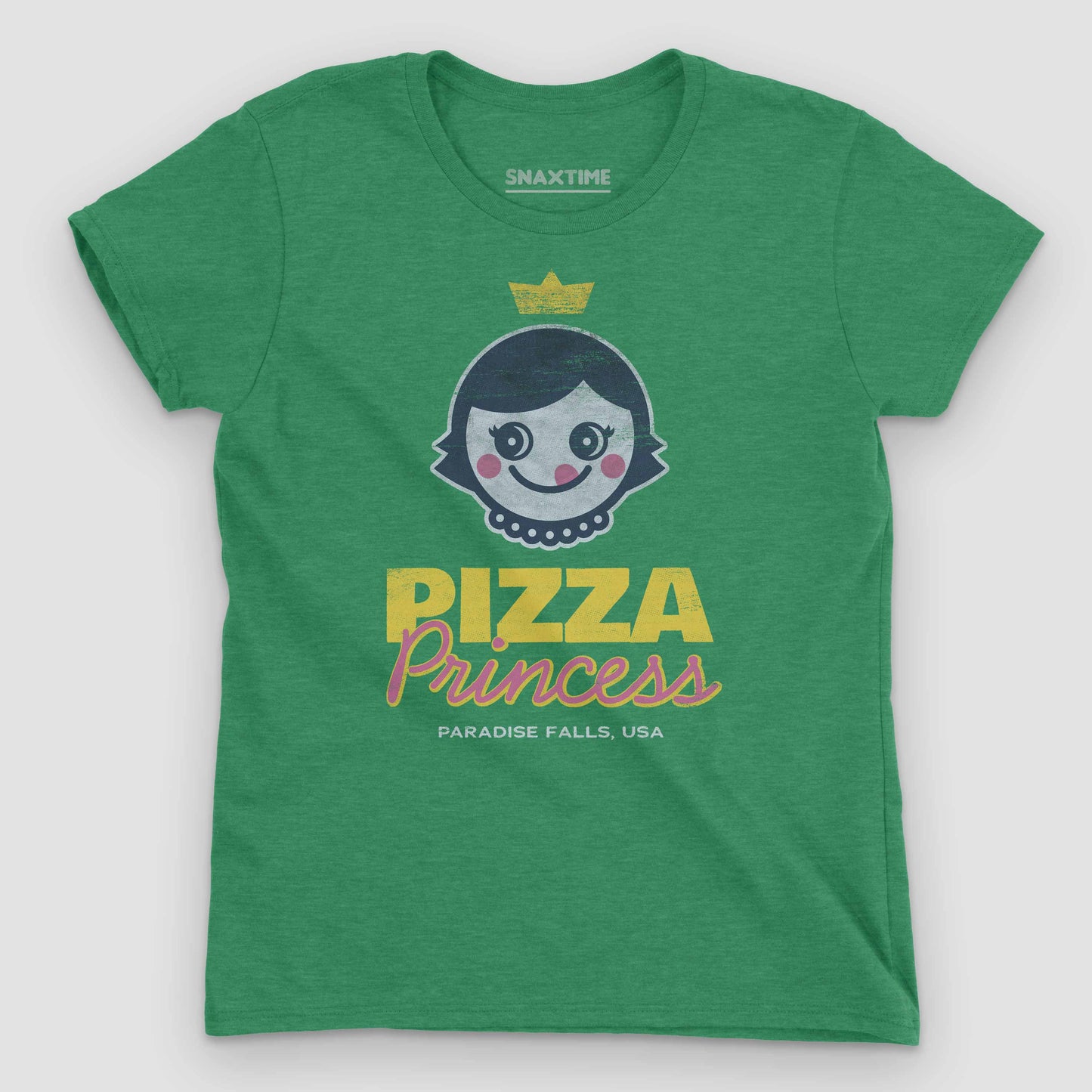 Heather Green Pizza Princess Women's Graphic T-Shirt by Snaxtime