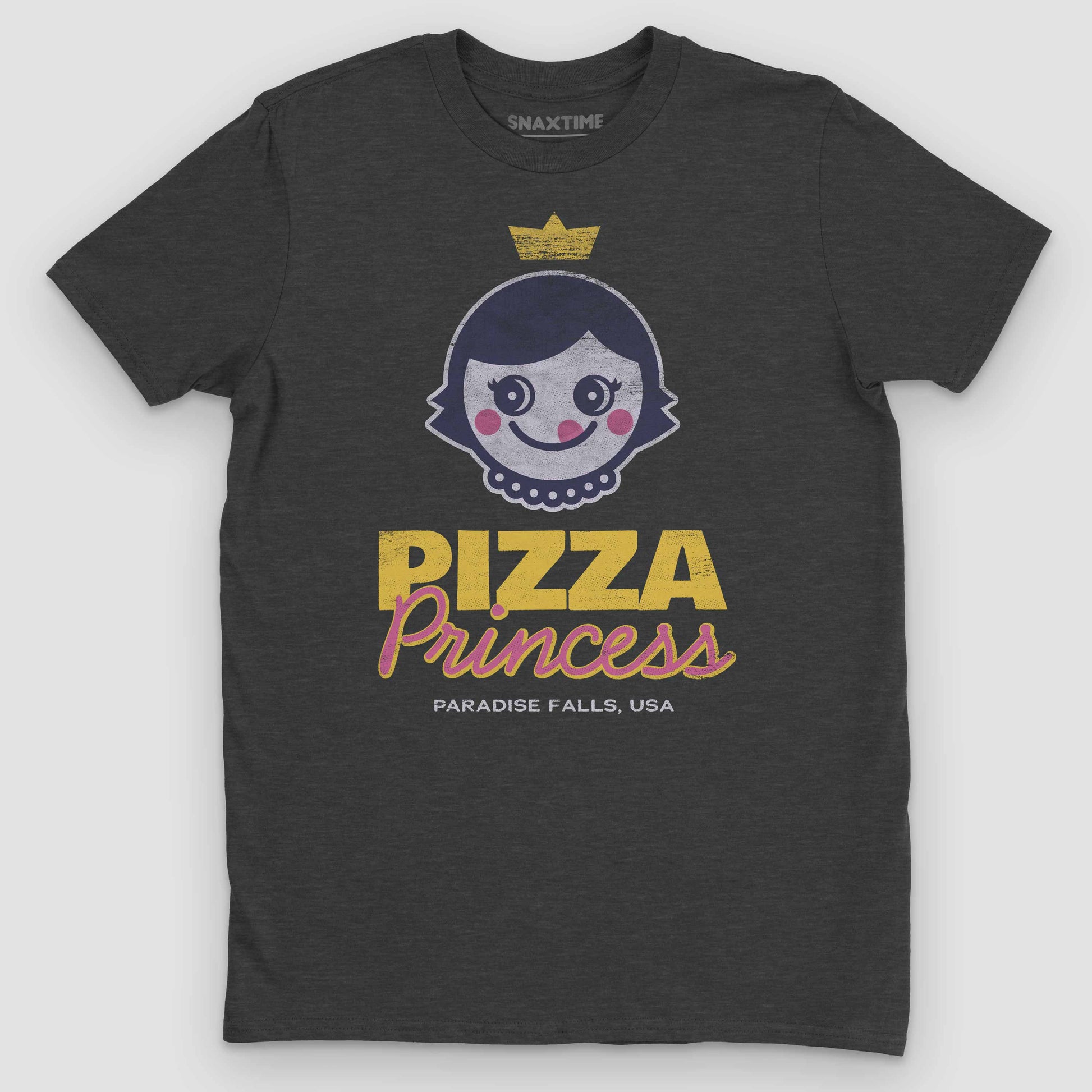 Heather Dark Grey Pizza Princess Graphic T-Shirt by Snaxtime
