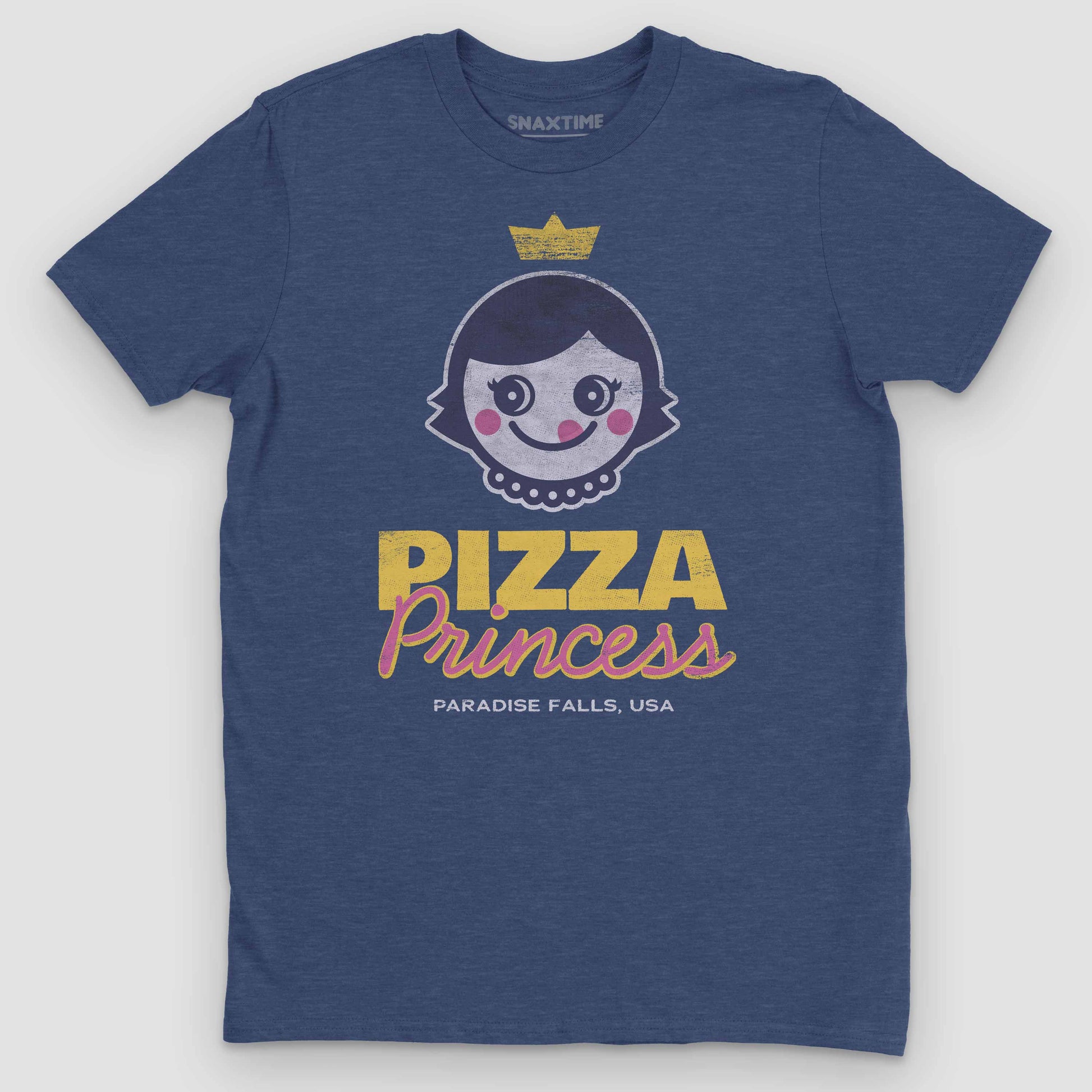 Heather Blue Pizza Princess Graphic T-Shirt by Snaxtime