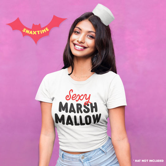 Sexy Marshmallow Halloween Costume Women's Graphic T-Shirt by Snaxtime