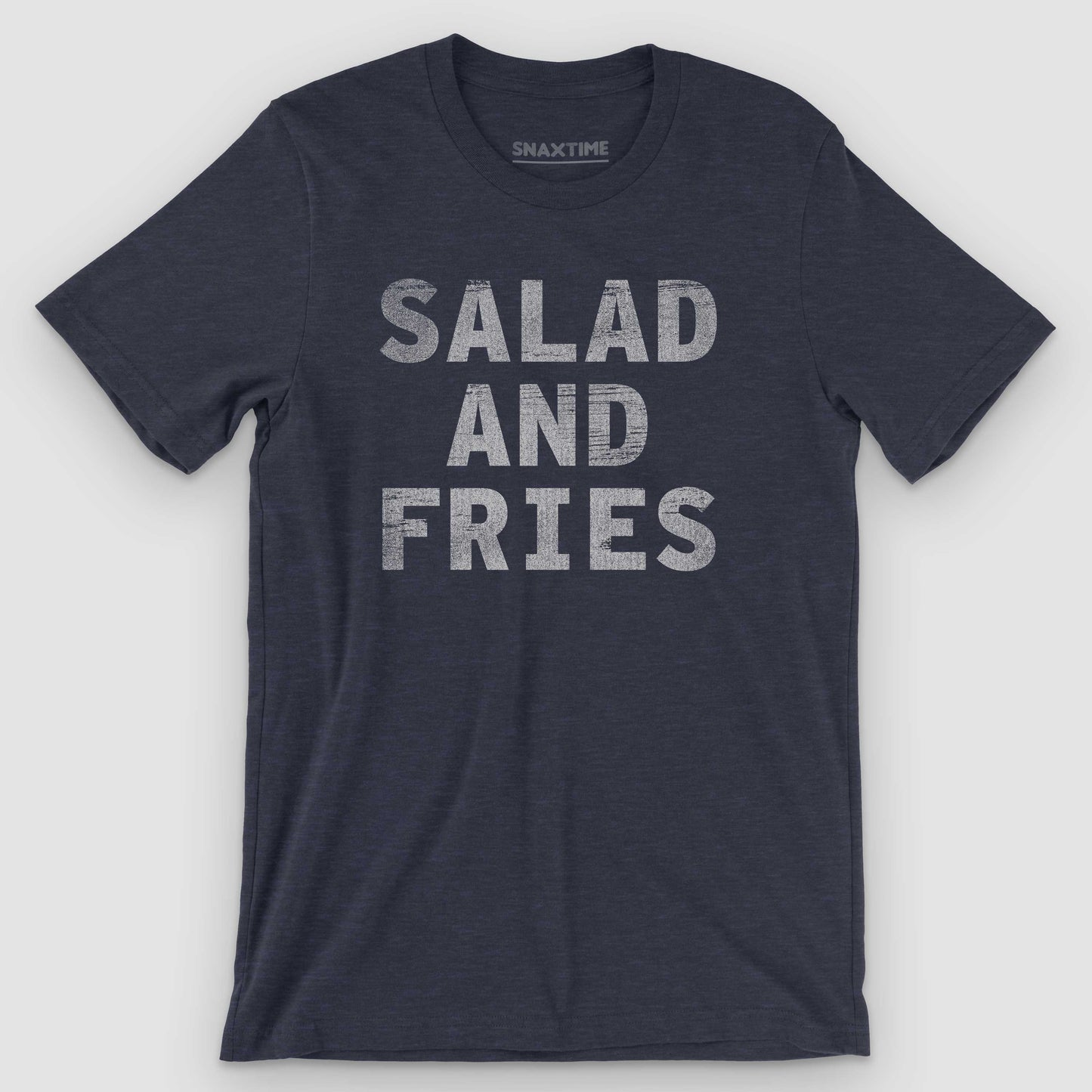 Heather Midnight Navy Salad and Fries Graphic T-Shirt by Snaxtime