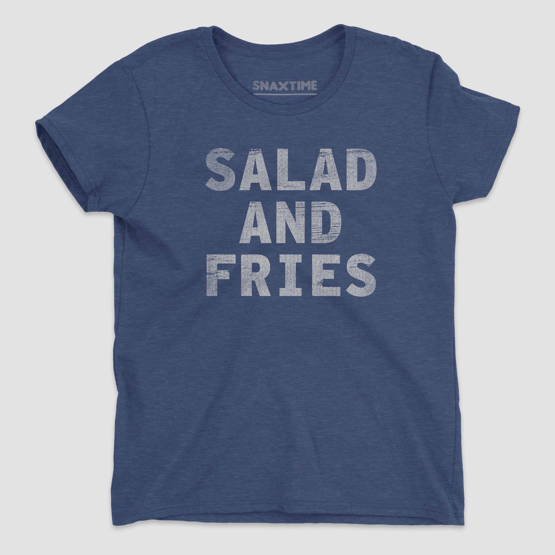 Heather Blue Salad and Fries Women's Graphic T-Shirt by Snaxtime