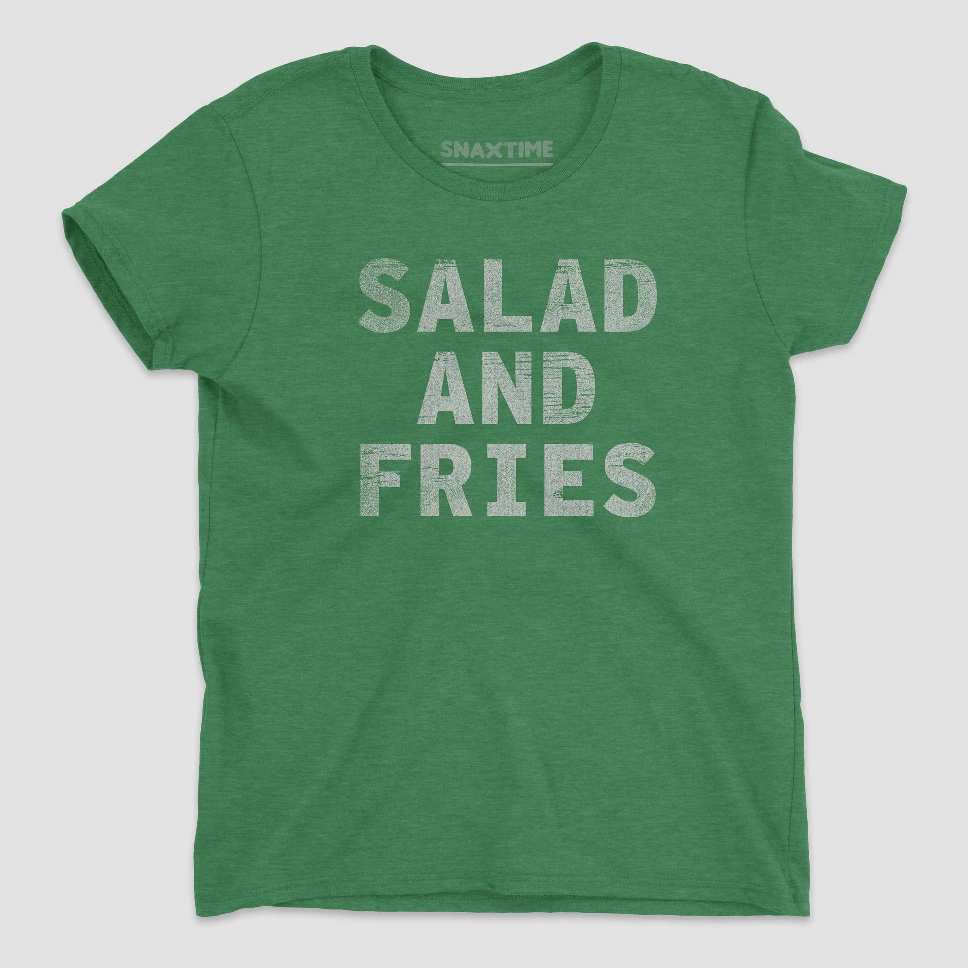 Heather Green Salad and Fries Women's Graphic T-Shirt by Snaxtime