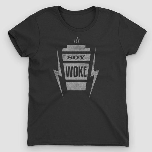 Black Soy Woke Latte Women's Graphic T-Shirt by Snaxtime