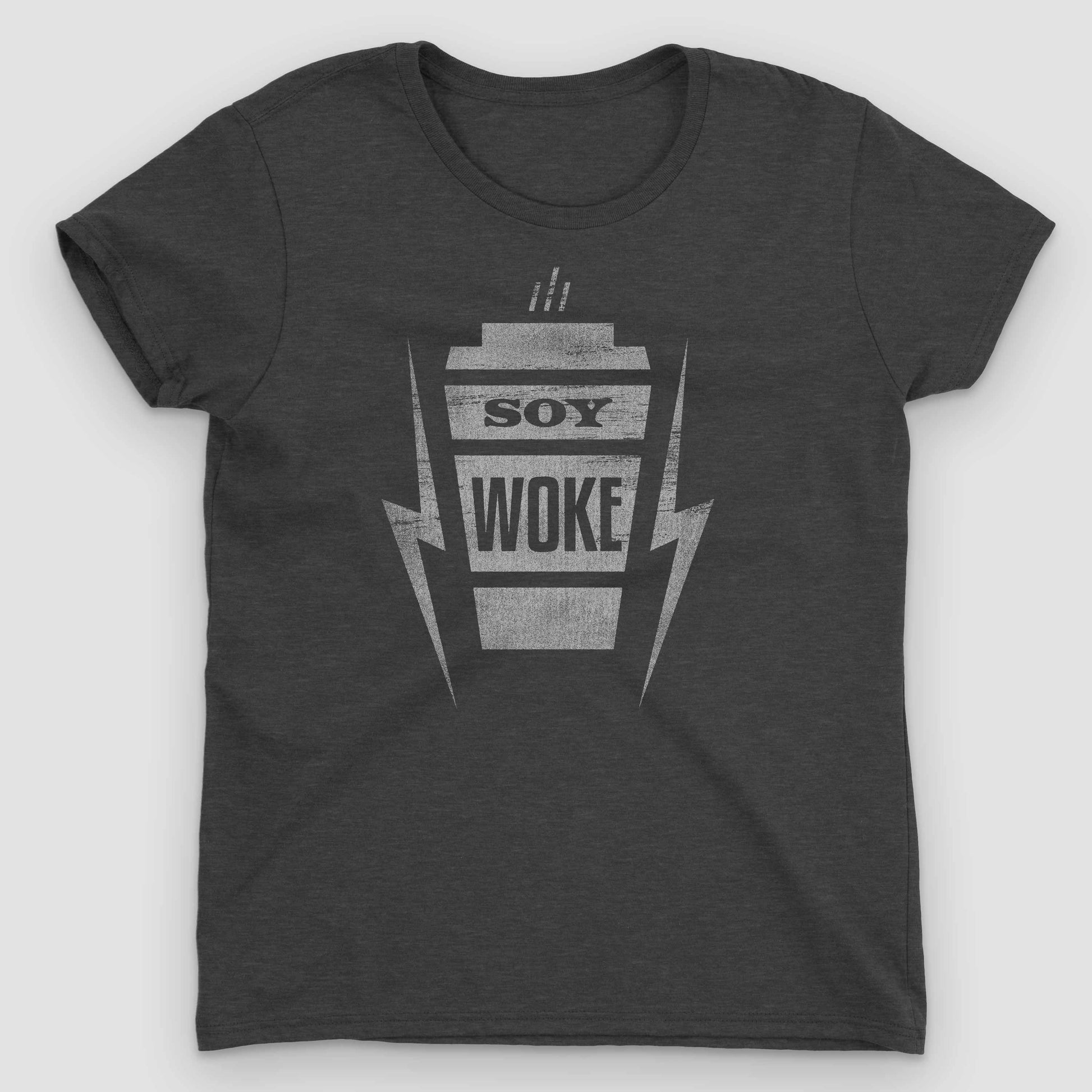 Heather Dark Grey Soy Woke Latte Women's Graphic T-Shirt by Snaxtime