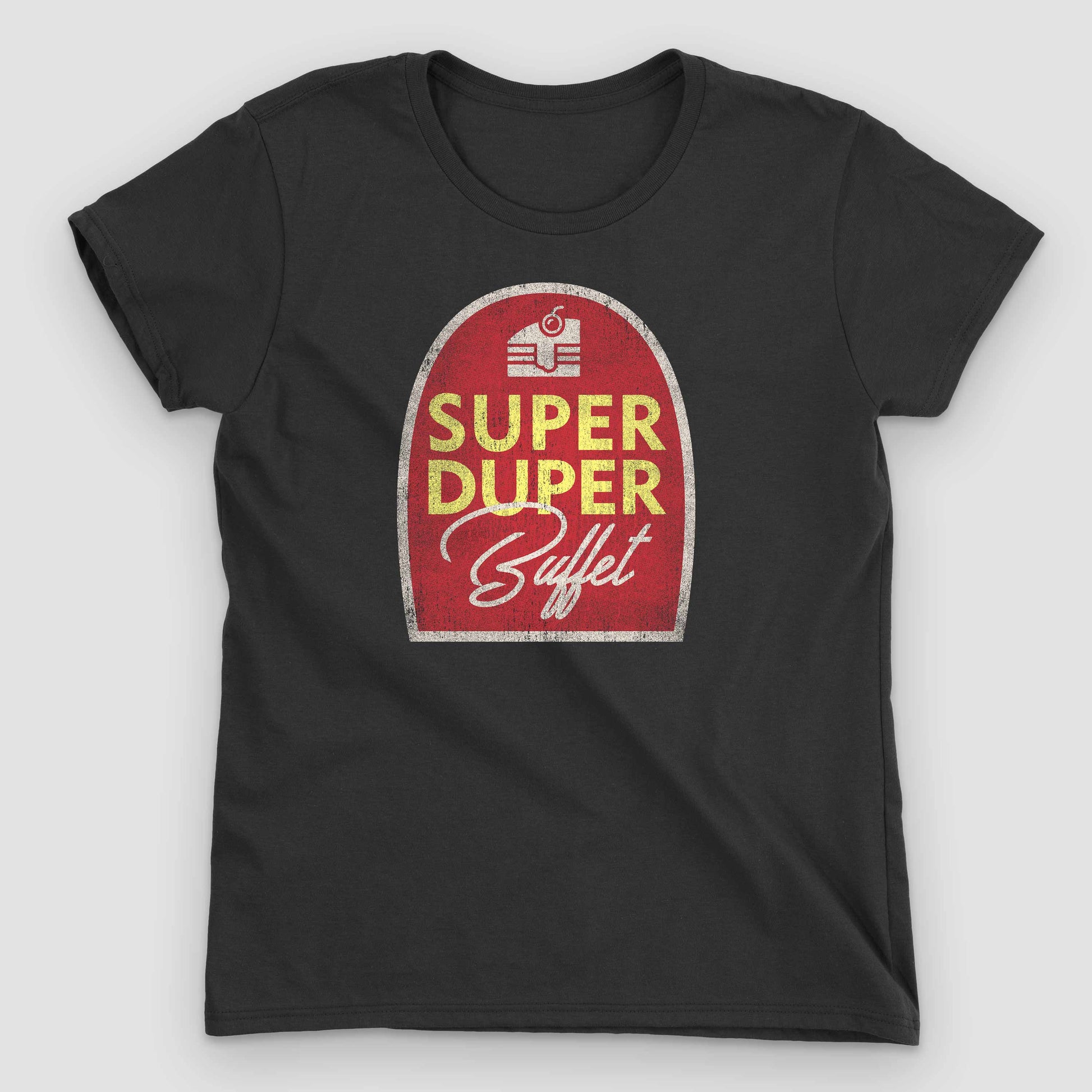 Black Super Duper Buffet Women's T-Shirt by Snaxtime